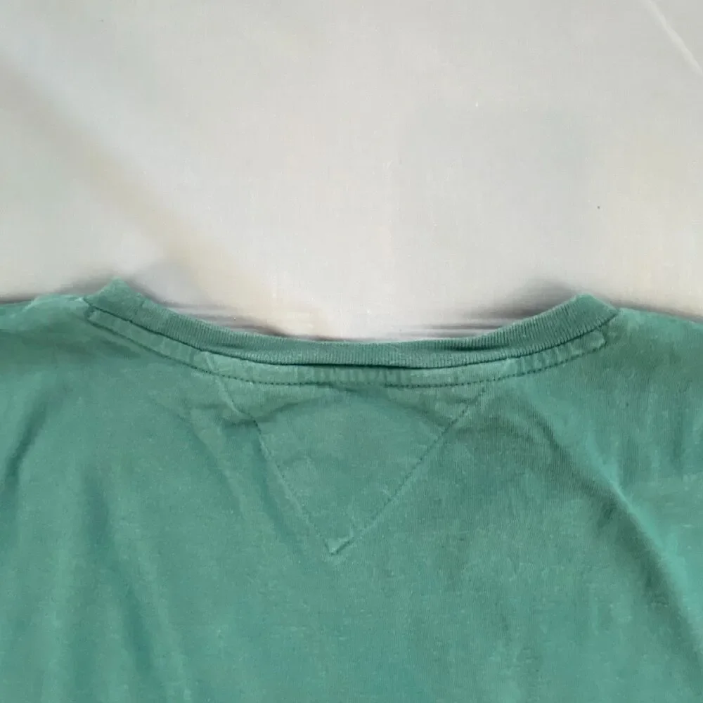 Tommy Hilfiger Mens Crew Neck Short Sleeve T-Shirt Embroidered Logo Green Size X